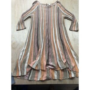 Moth Women Sweater Dress Sz L Petite Multi Fall Colors Stripe Pattern Midi Dress